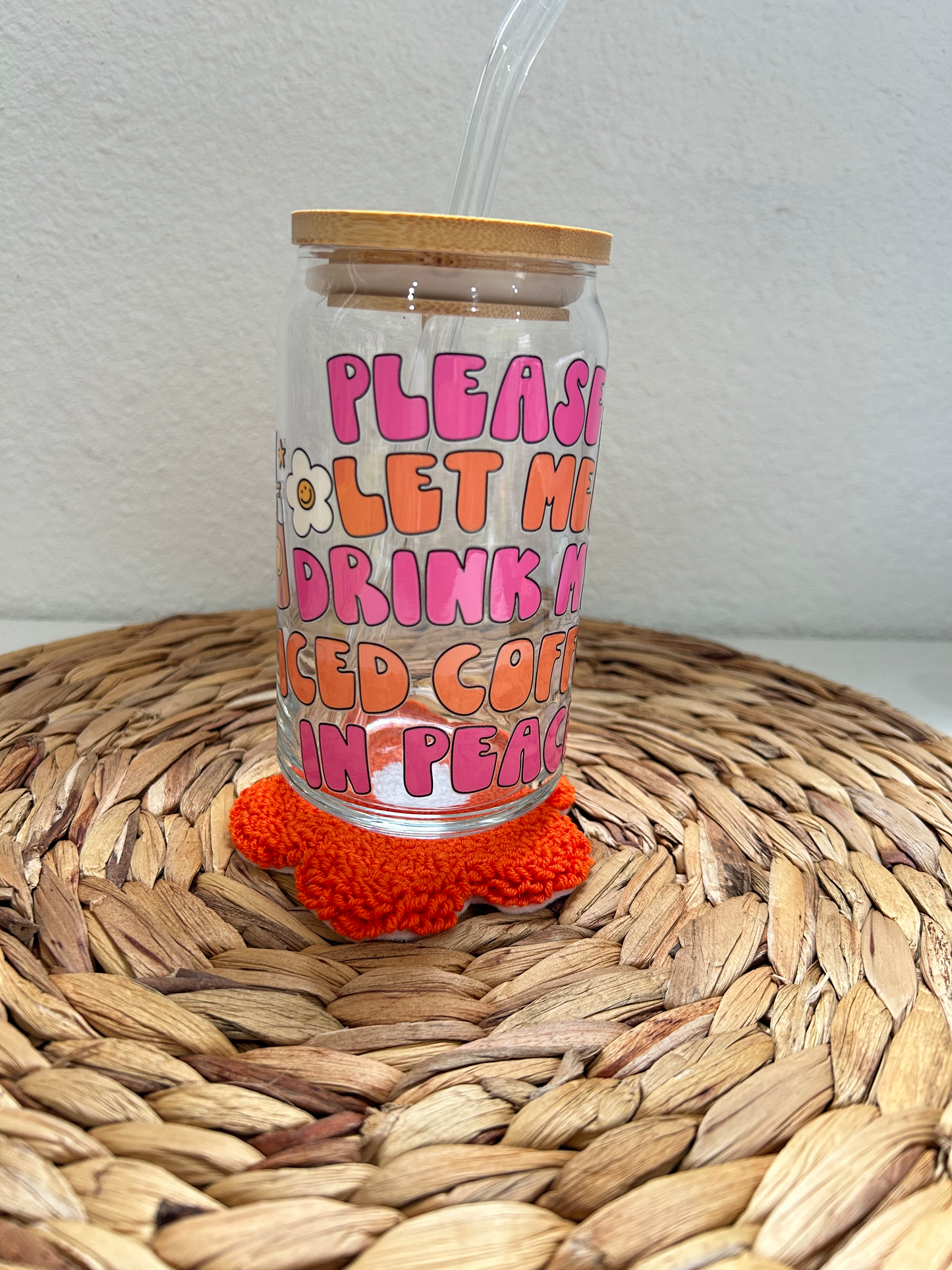 Flower Power Punch Needle Mug Rug Coaster