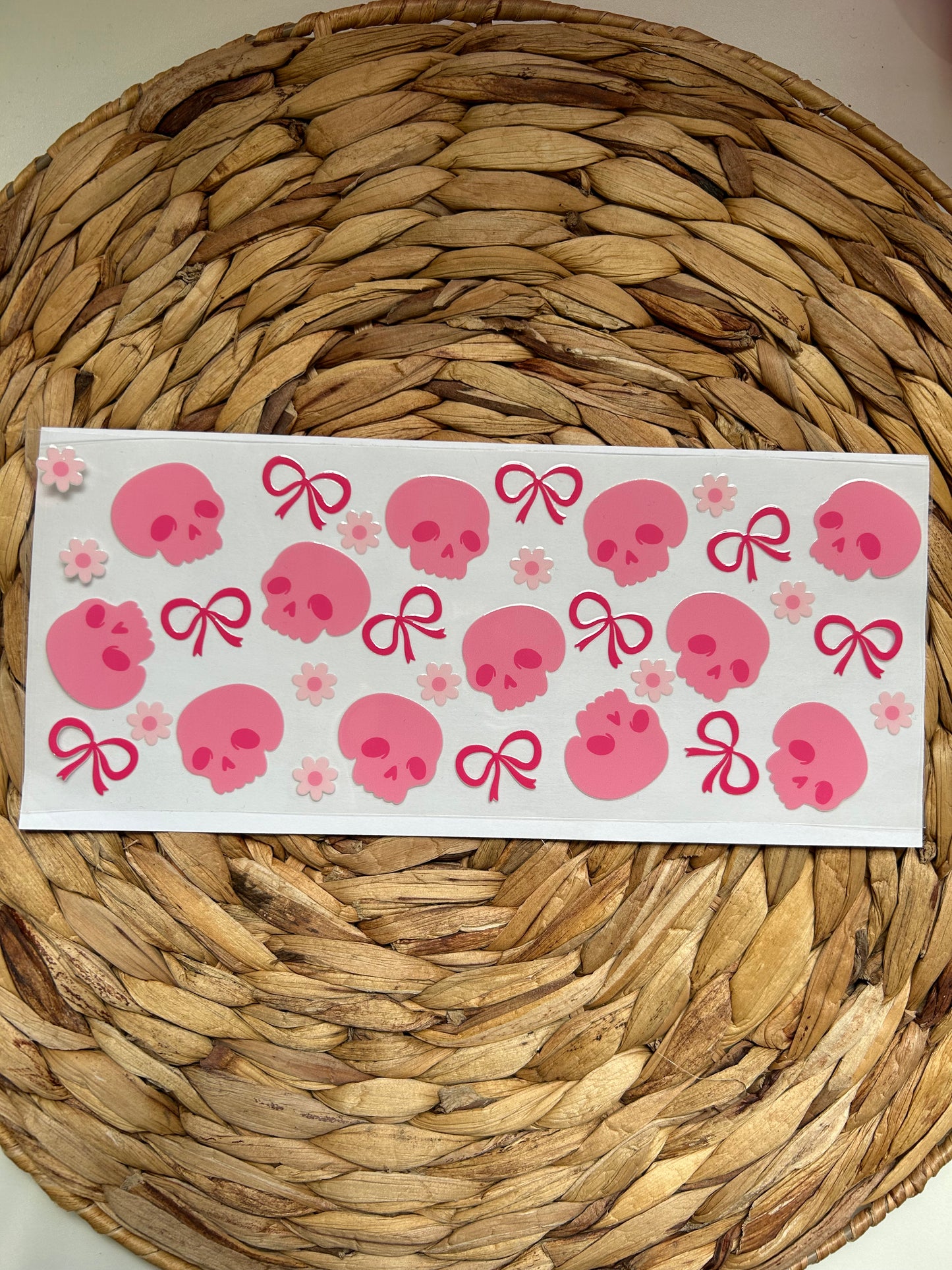 Pink Skulls UV DTF Transfer