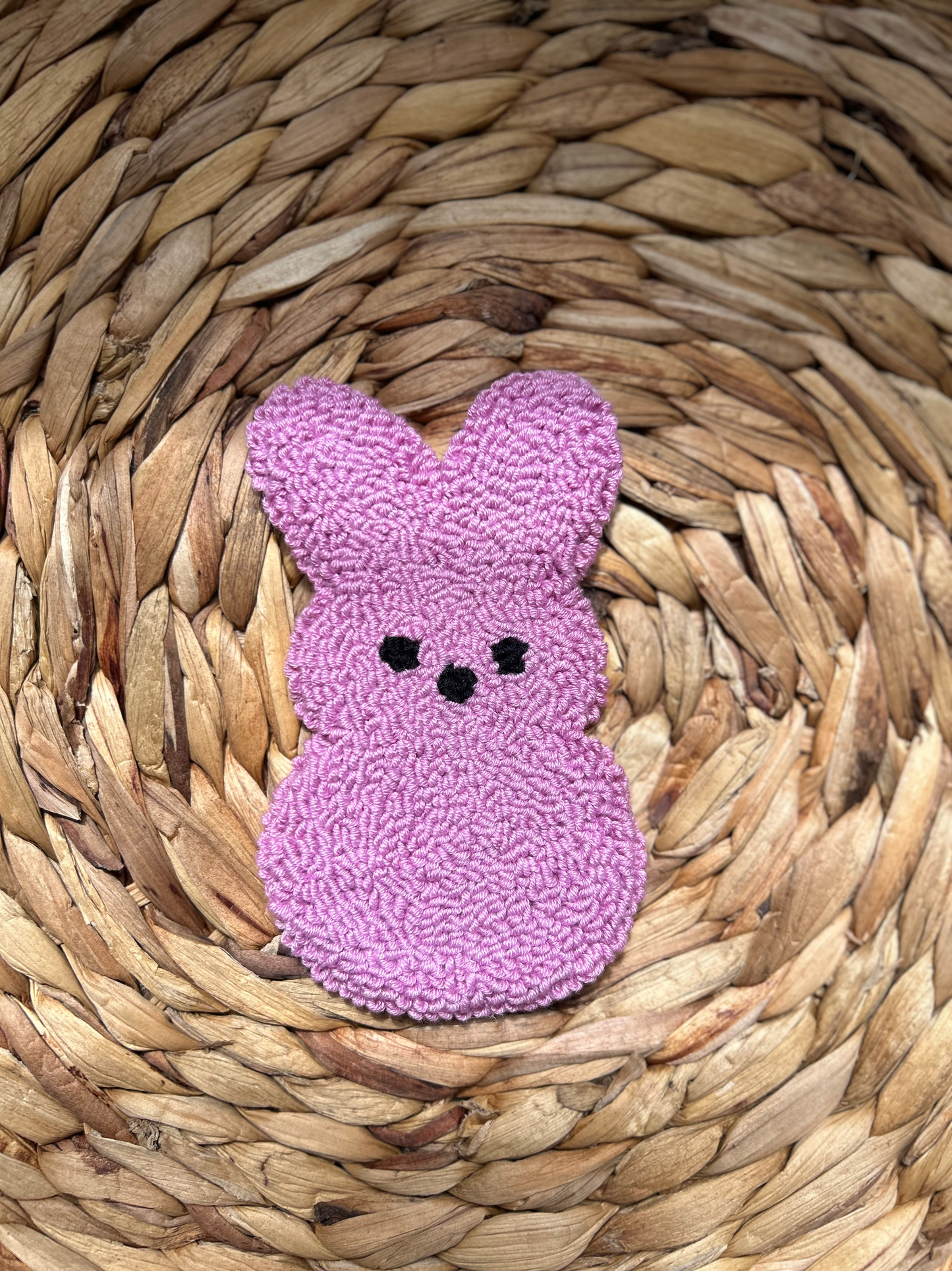 Bunny Peep Punch Needle Mug Rug Coaster