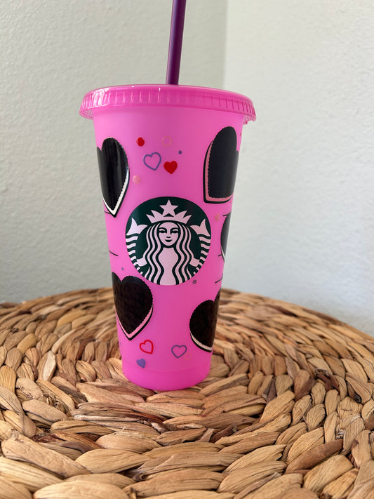 Cookie Hearts UV Color Changing Starbucks Cold Cup