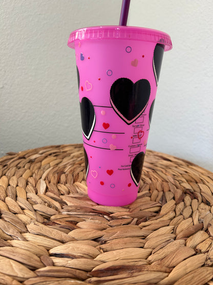 Cookie Hearts UV Color Changing Starbucks Cold Cup