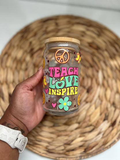 Retro Trach Love Inspire Glass Can