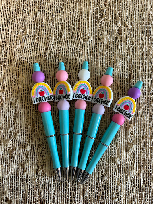 Rainbow Teacher Beaded Pen