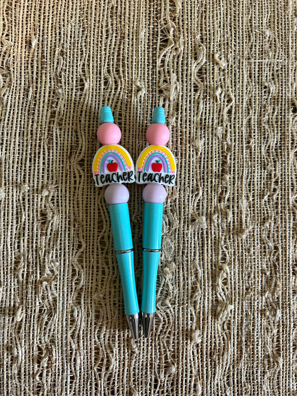 Rainbow Teacher Beaded Pen