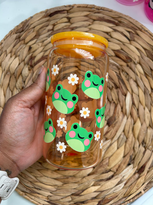 Daisy and Froggy Glass Can