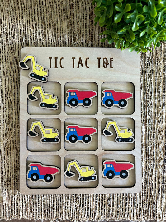 Personalized Dump Truck & Excavator Tic Tac Toe