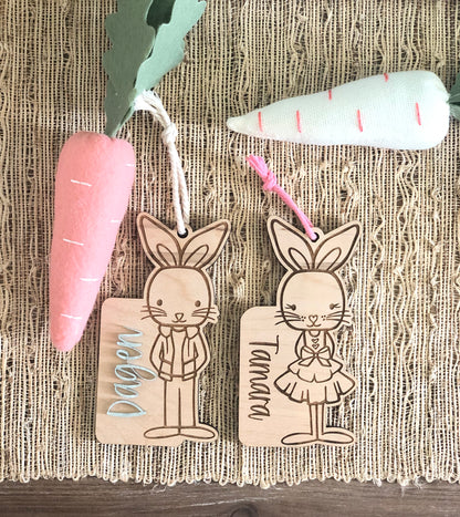 Girl/Boy Easter Bunny Basket Gift Tag