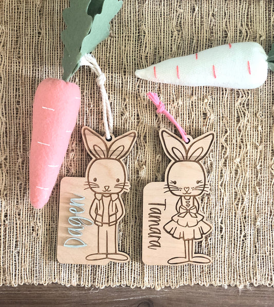 Girl/Boy Easter Bunny Basket Gift Tag