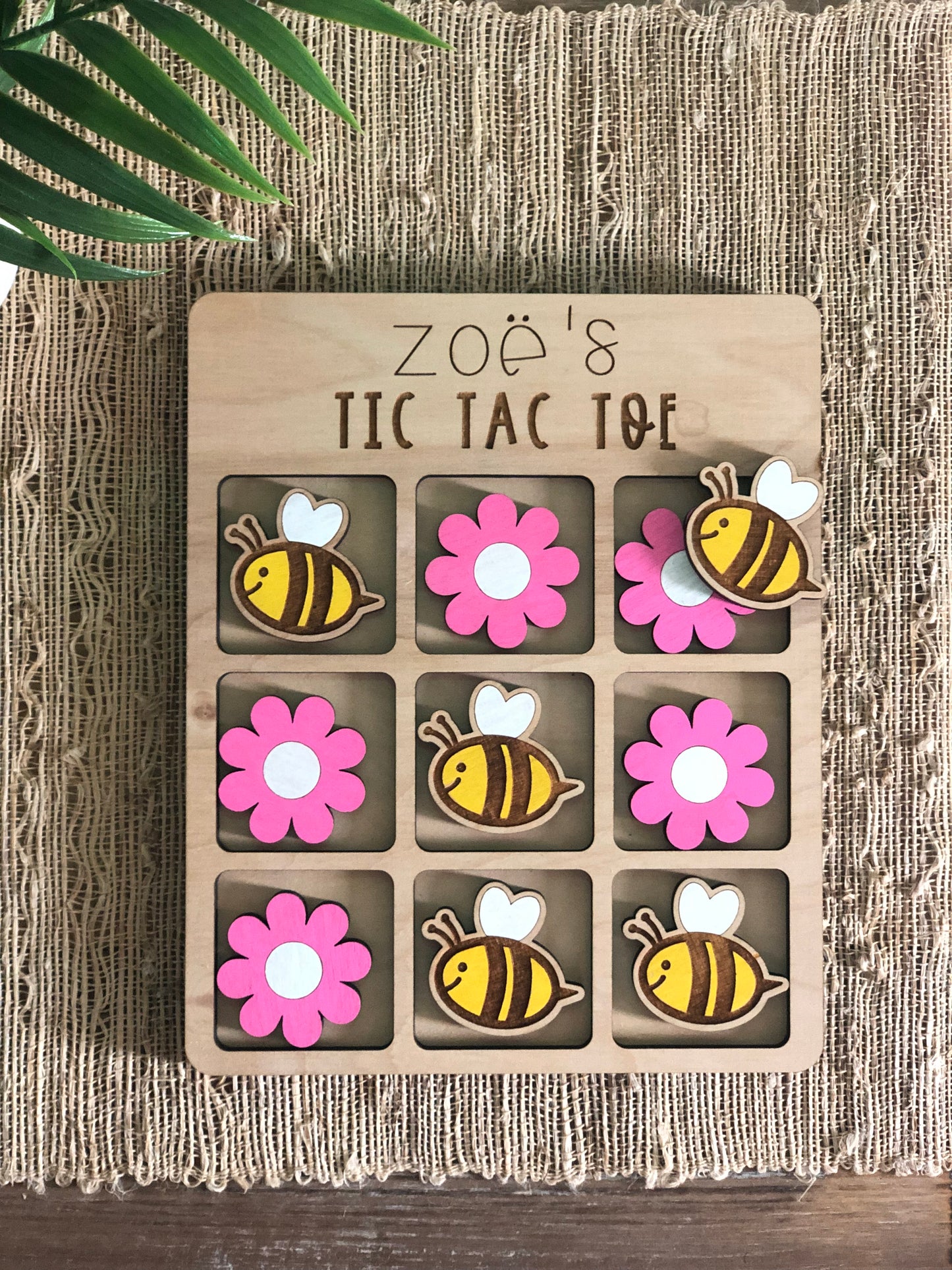 Personalized Flower & Bee Tic Tac Toe