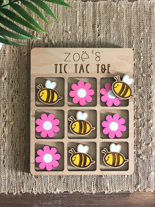 Personalized Flower & Bee Tic Tac Toe